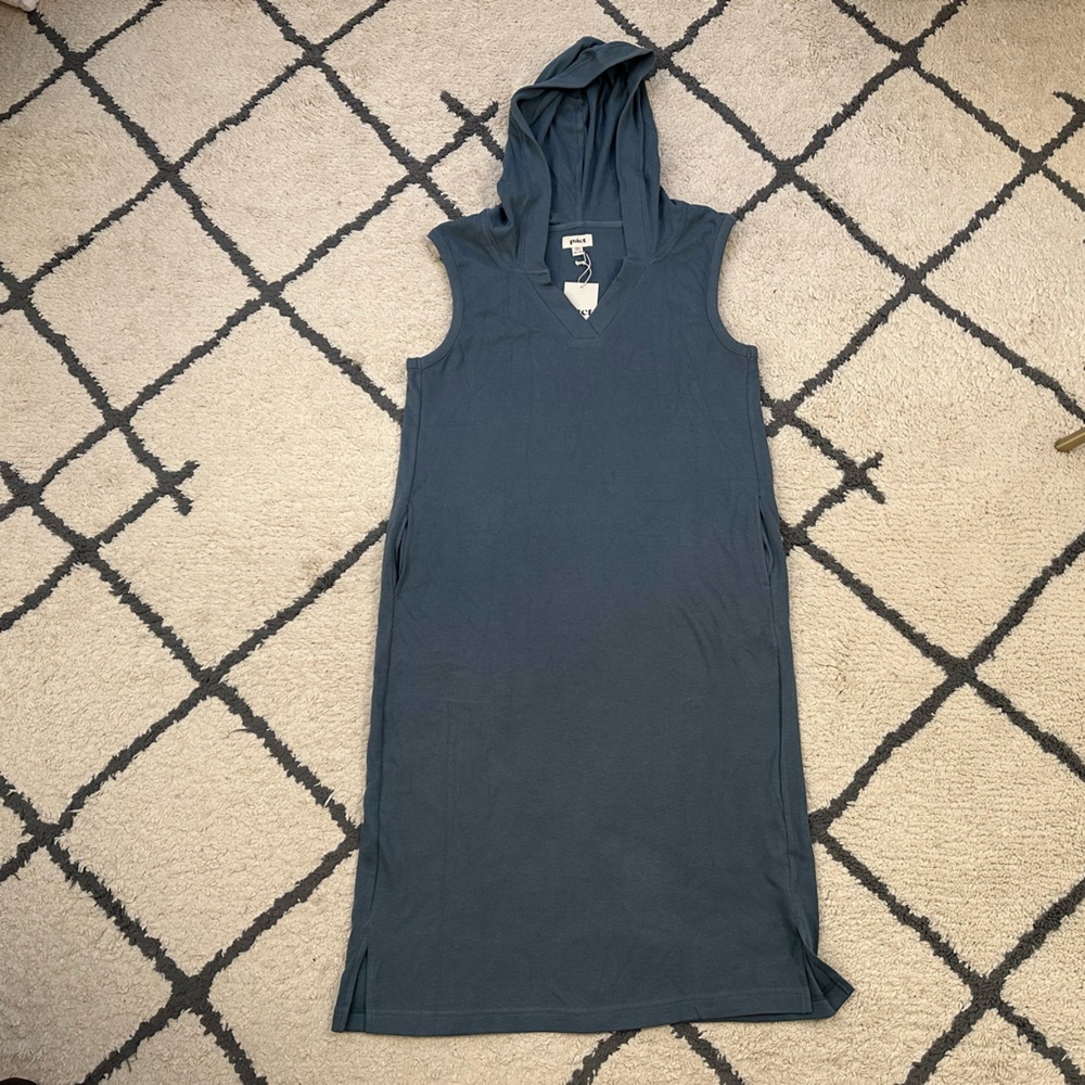 Pact Women’s Hooded Dress Sleeveless Gray/Blue XL NWT